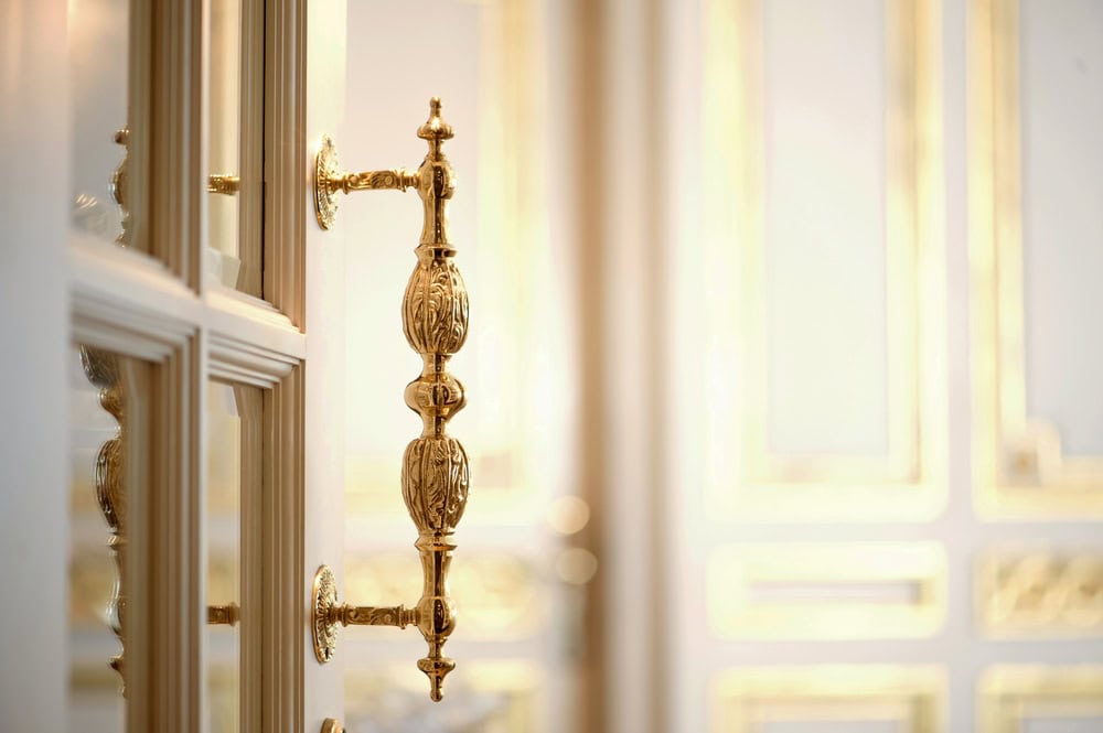 Entrance of the door with the golden handle